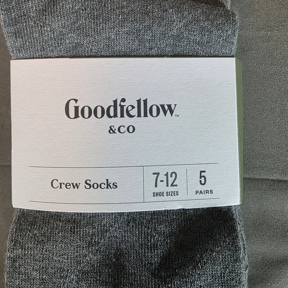 Goodfellow & Co Mens Crew Socks 5 Pair Pack Blue Grey Patterned Size 7-12 NEW